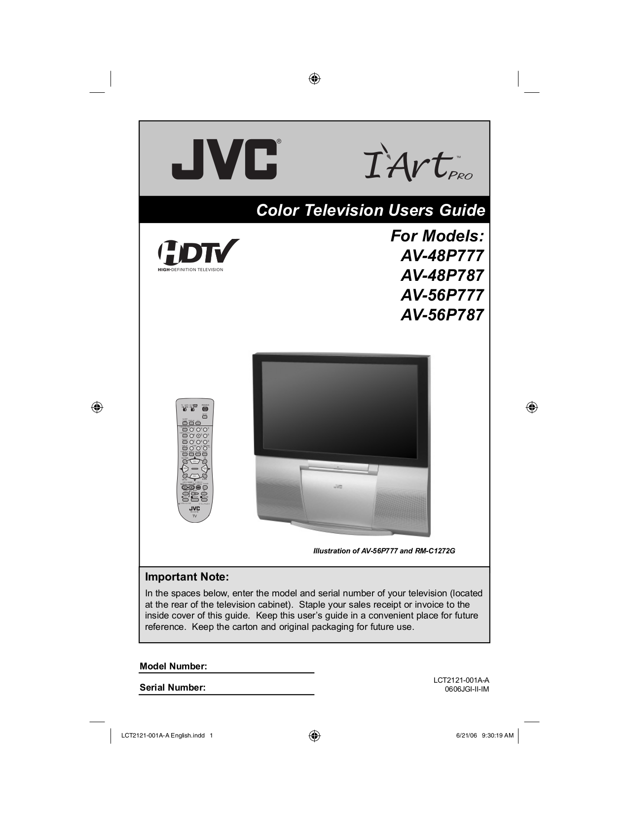 Download free pdf for JVC AV-48P777 TV manual