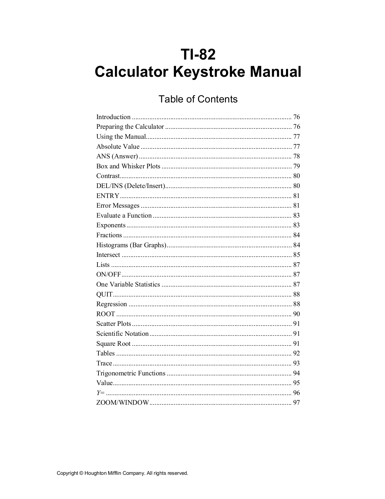 pdf for TI Calculator TI-82 manual