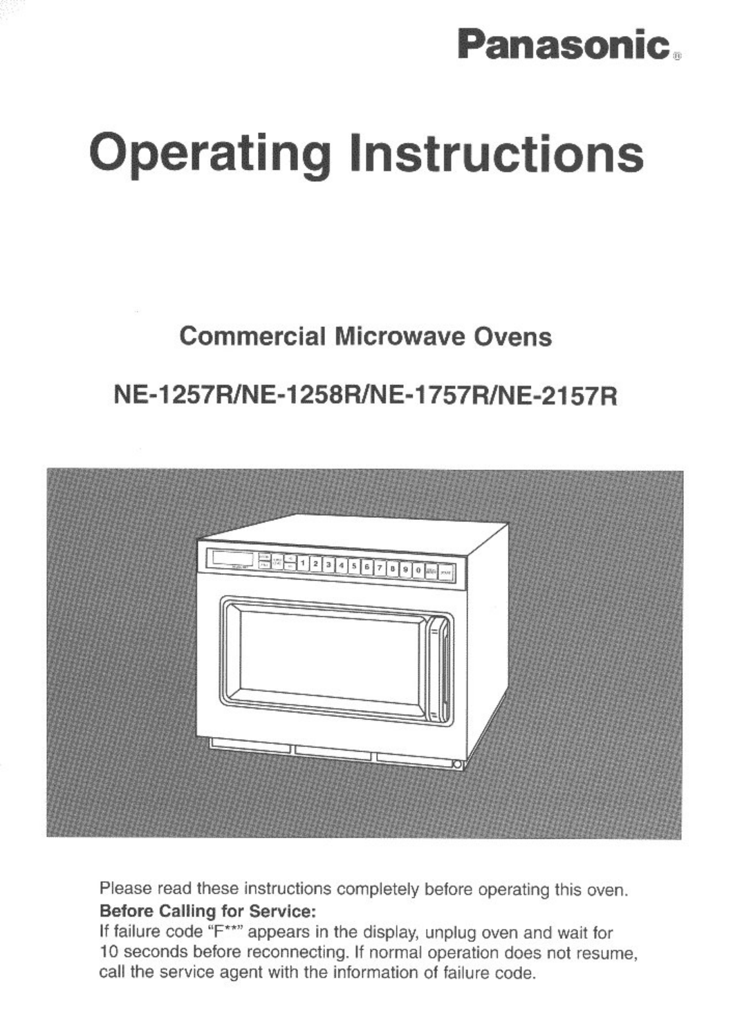 PDF manual for Panasonic Microwave NE1757R