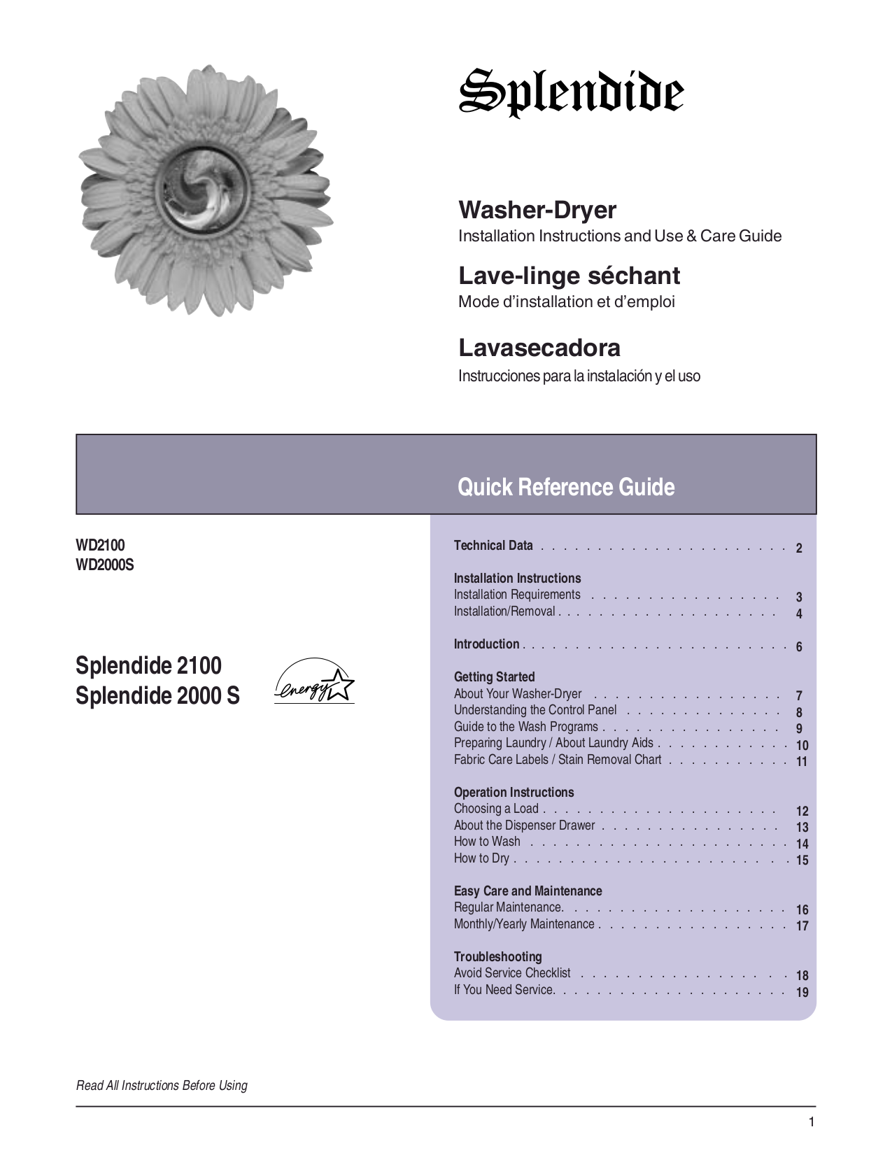 PDF manual for Splendide Other 2100 Washer-Dryers-Combo