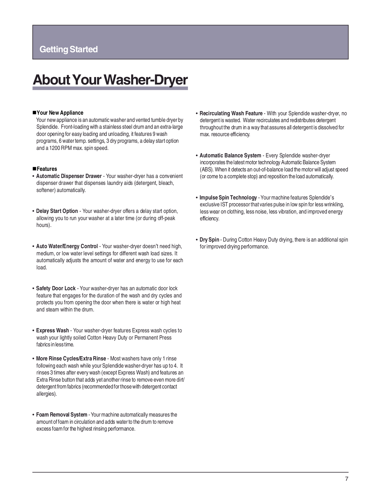 PDF manual for Splendide Other 2100 Washer-Dryers-Combo