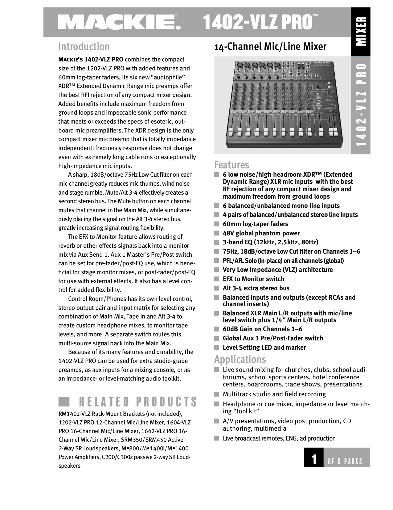 Download free pdf for Mackie 1402-VLZ Pro Line Mixer Other manual