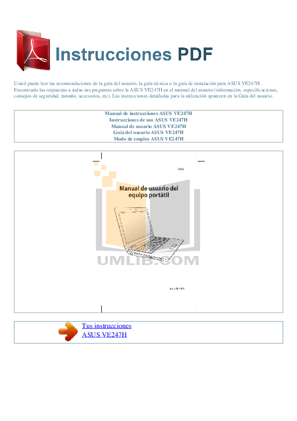 Download free pdf for Asus VE247H Monitor manual