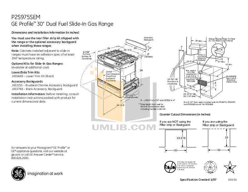 PDF manual for GE Range Profile P2S975SEMSS