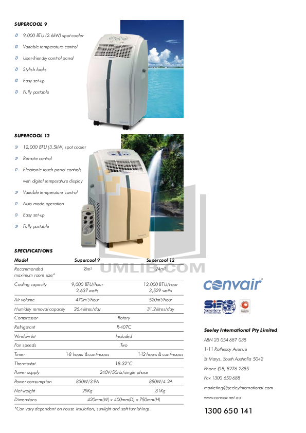 PDF manual for Convair Air Conditioner Climate Wizard