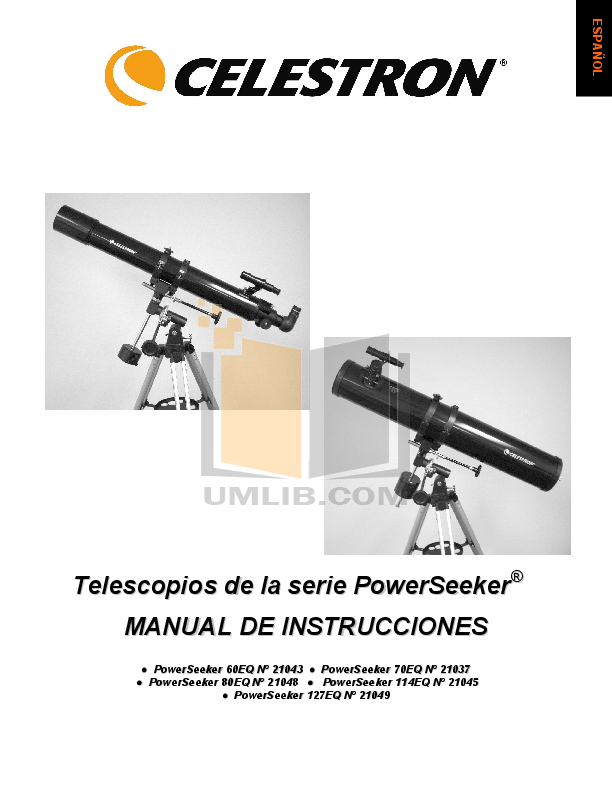 PDF manual for Celestron Telescope PowerSeeker 127EQ