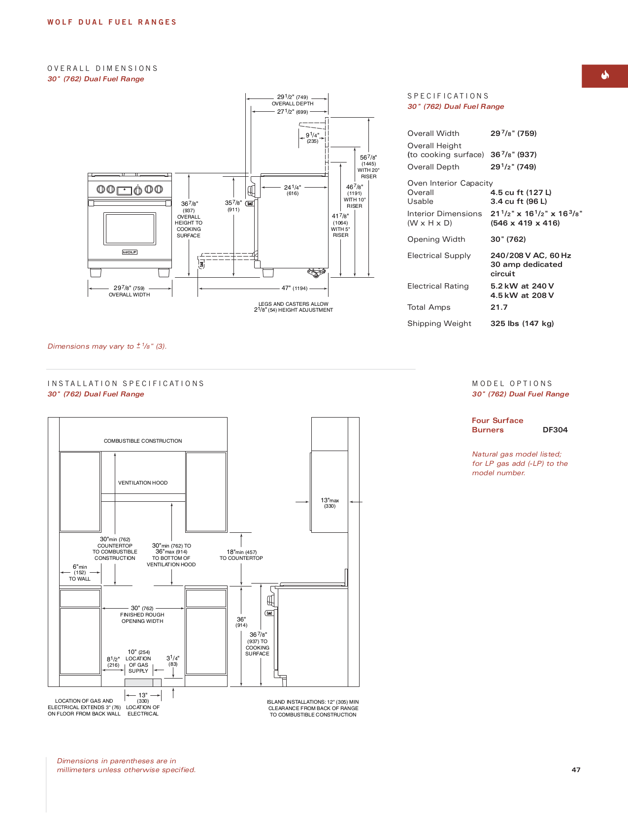 PDF manual for Wolf Range DF606DG