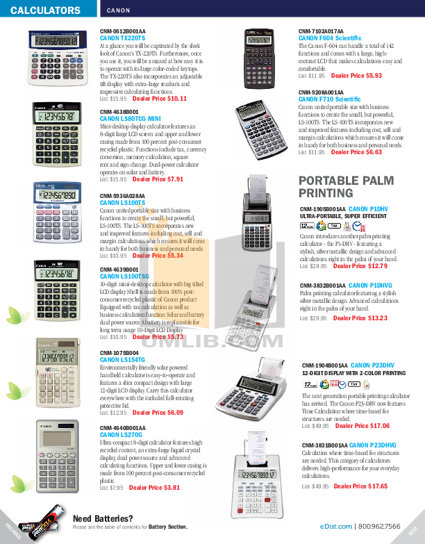 PDF manual for Canon Calculator MP25DV
