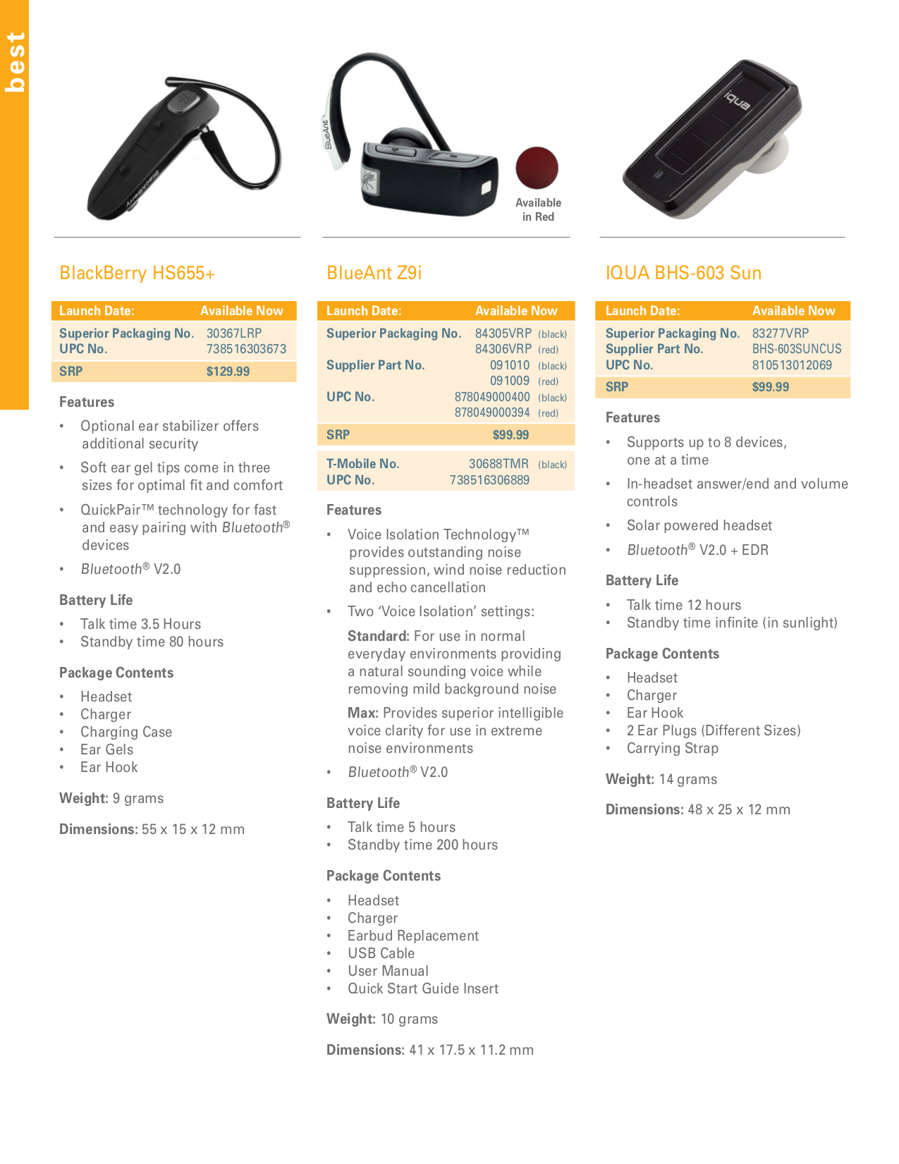 PDF manual for Jabra Headset BT3030
