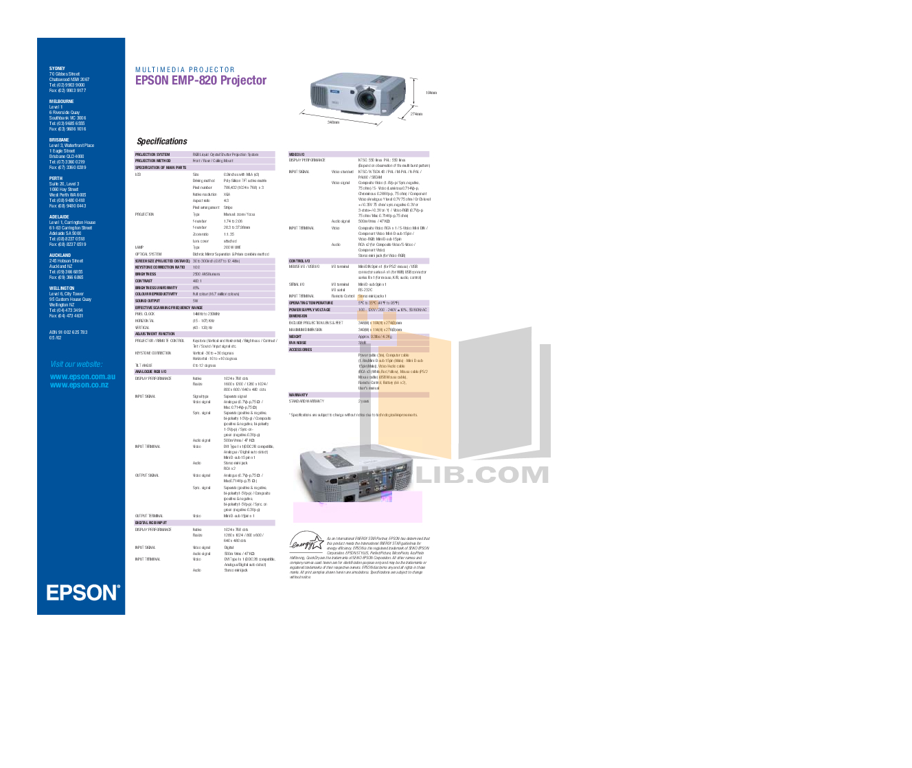 PDF manual for Epson Projector EMP820