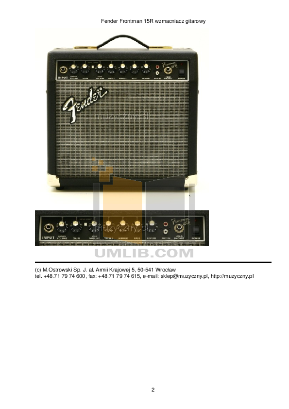 PDF manual for Fender Amp Frontman 15R