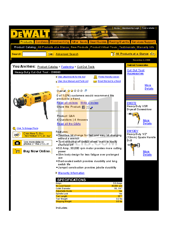 Download free pdf for Dewalt DW660 CutOut Tool Other manual