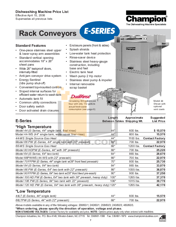 PDF manual for Champion Dishwasher DL1000