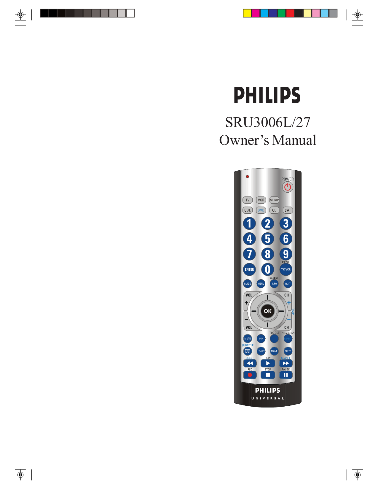 Download free pdf for Philips SRU3006 Remote Control manual