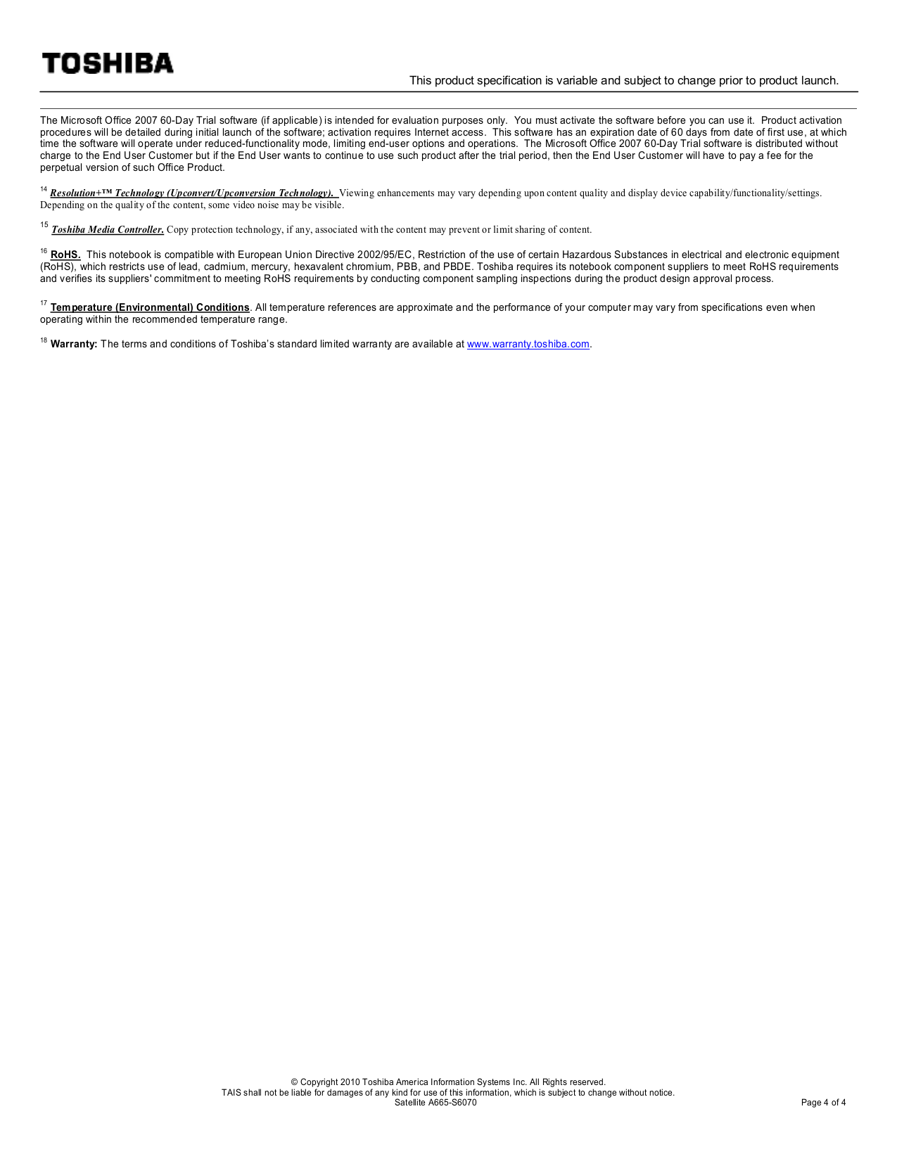 PDF manual for Toshiba Laptop Satellite A665-S6070