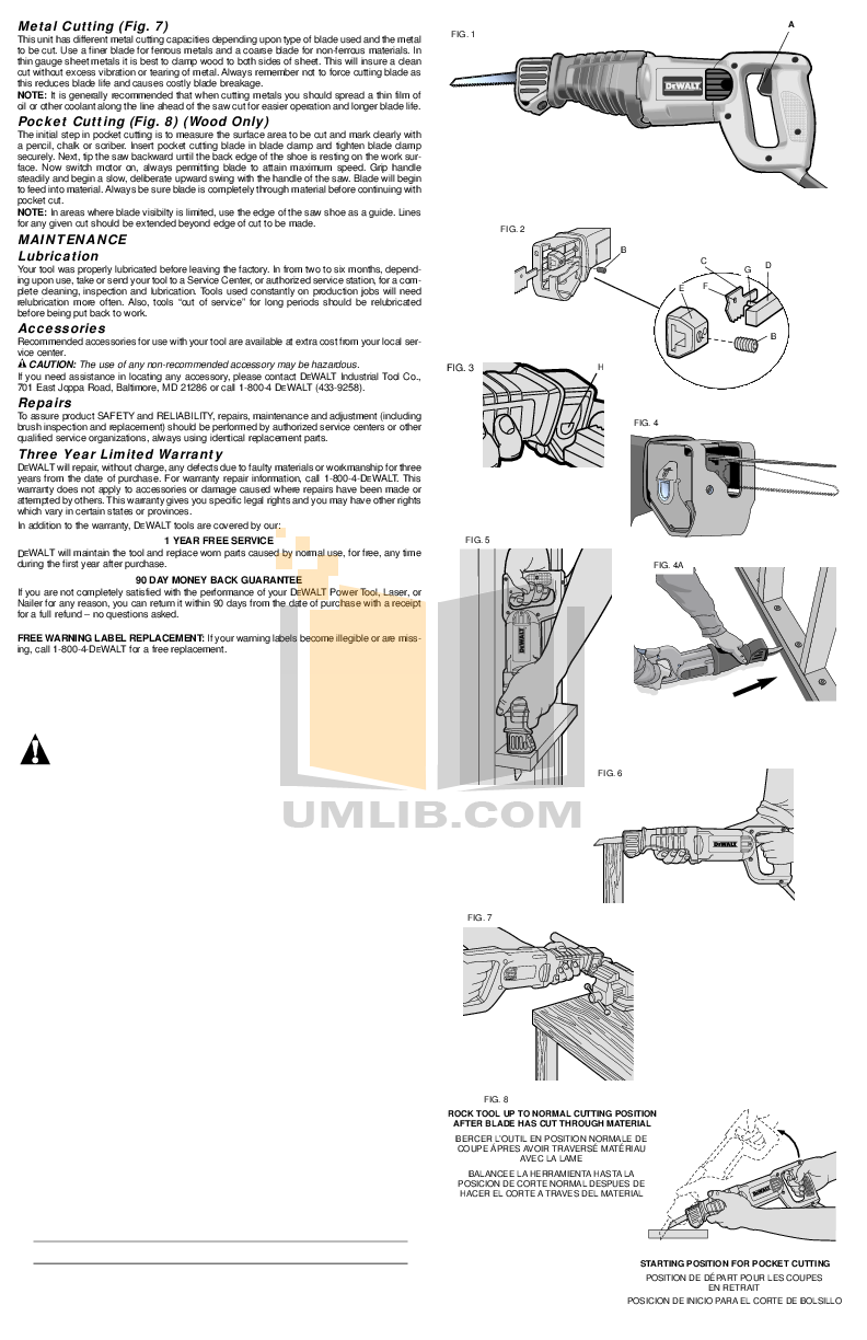 PDF manual for Dewalt Other DW304P VS Reciprocating Saw