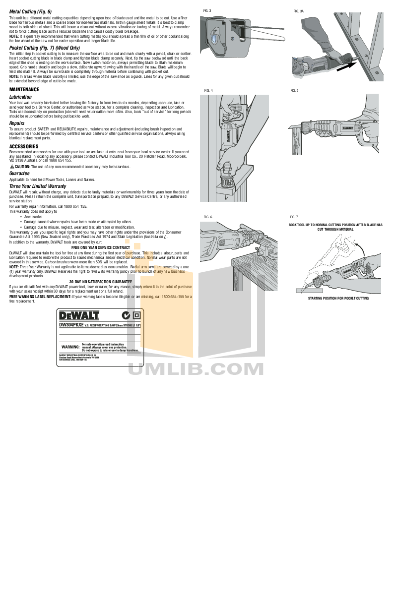 Dewalt reciprocating saw dw304p manual