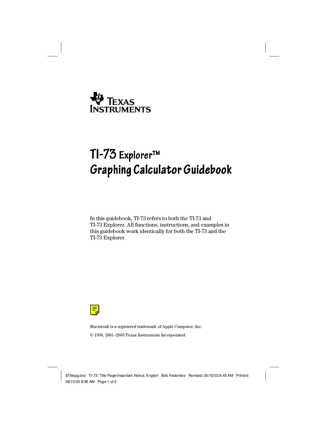 pdf for TI Calculator TI-73 Explorer manual