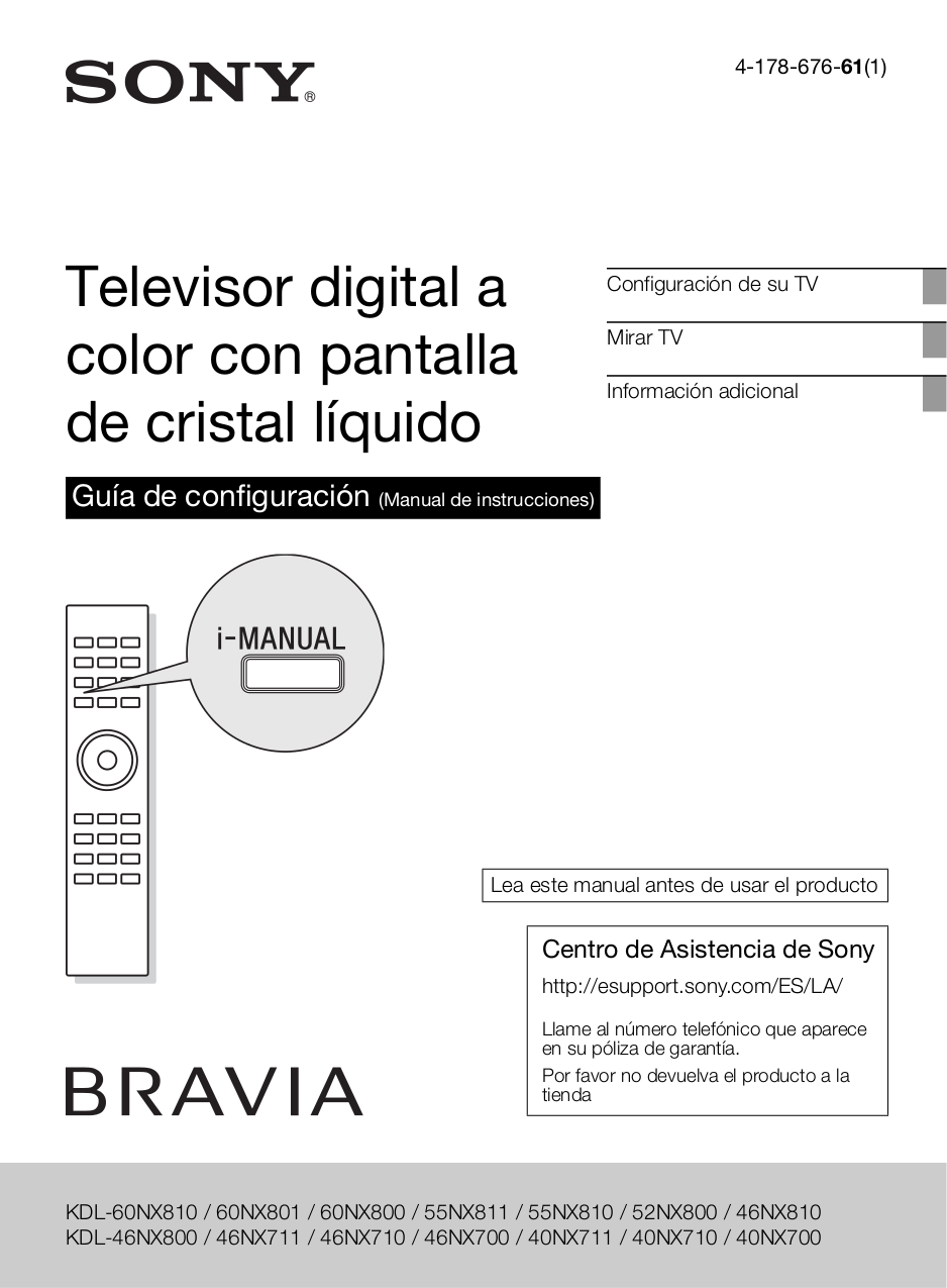 Download free pdf for Sony BRAVIA KDL40NX700 TV manual