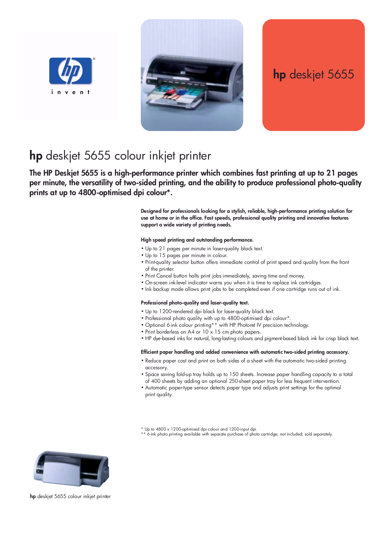 Download free pdf for HP Deskjet 5655 Printer manual