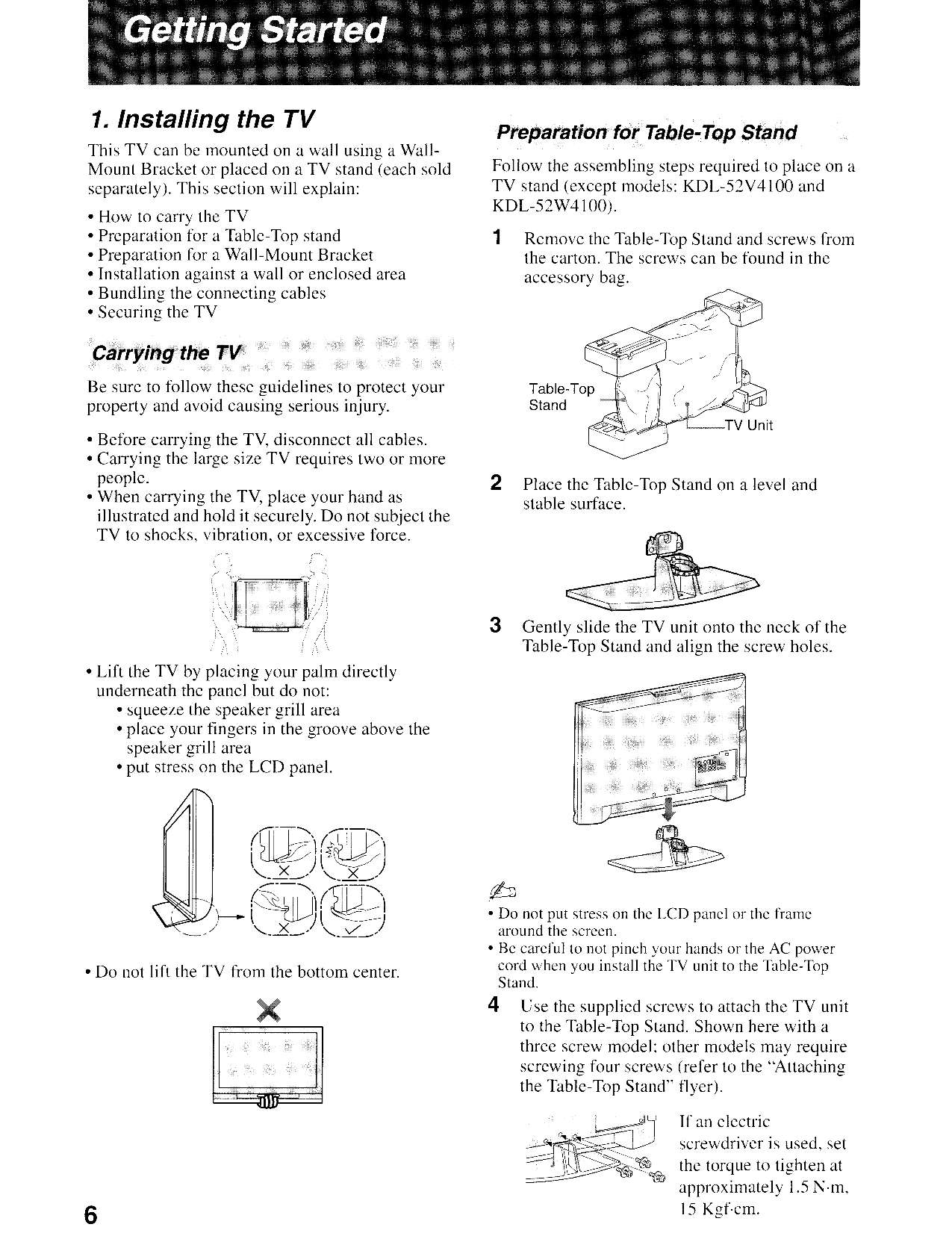 PDF manual for Sony TV BRAVIA KDL-46W4150