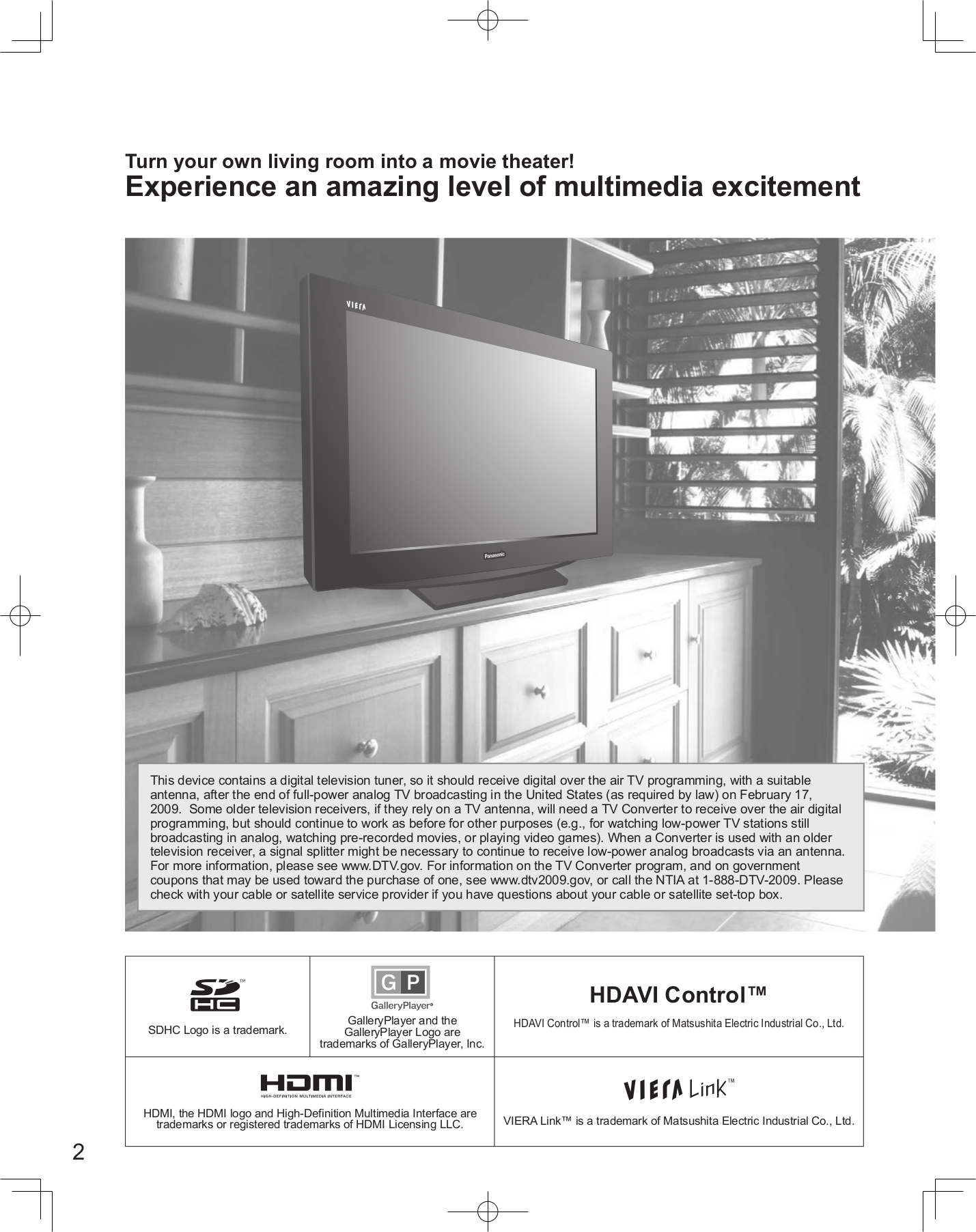 PDF manual for Panasonic TV Viera TC32LX85
