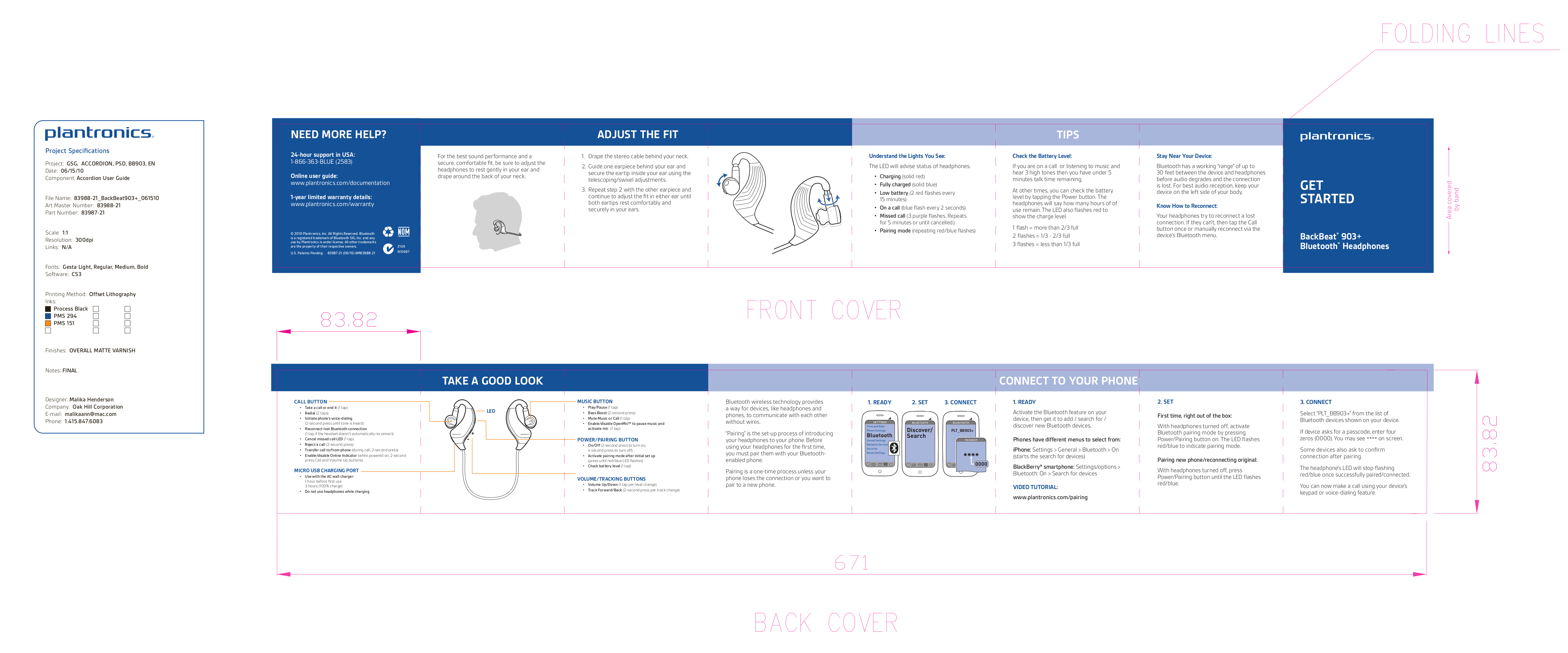 Download free pdf for Plantronics Backbeat 903 Headphone manual