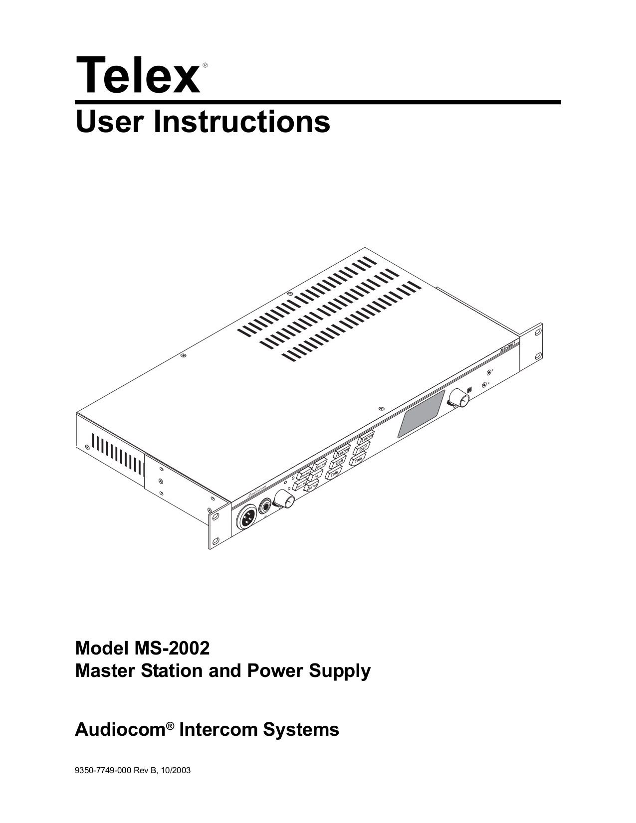 Download free pdf for Telex MS-2002 Intercom System Other manual