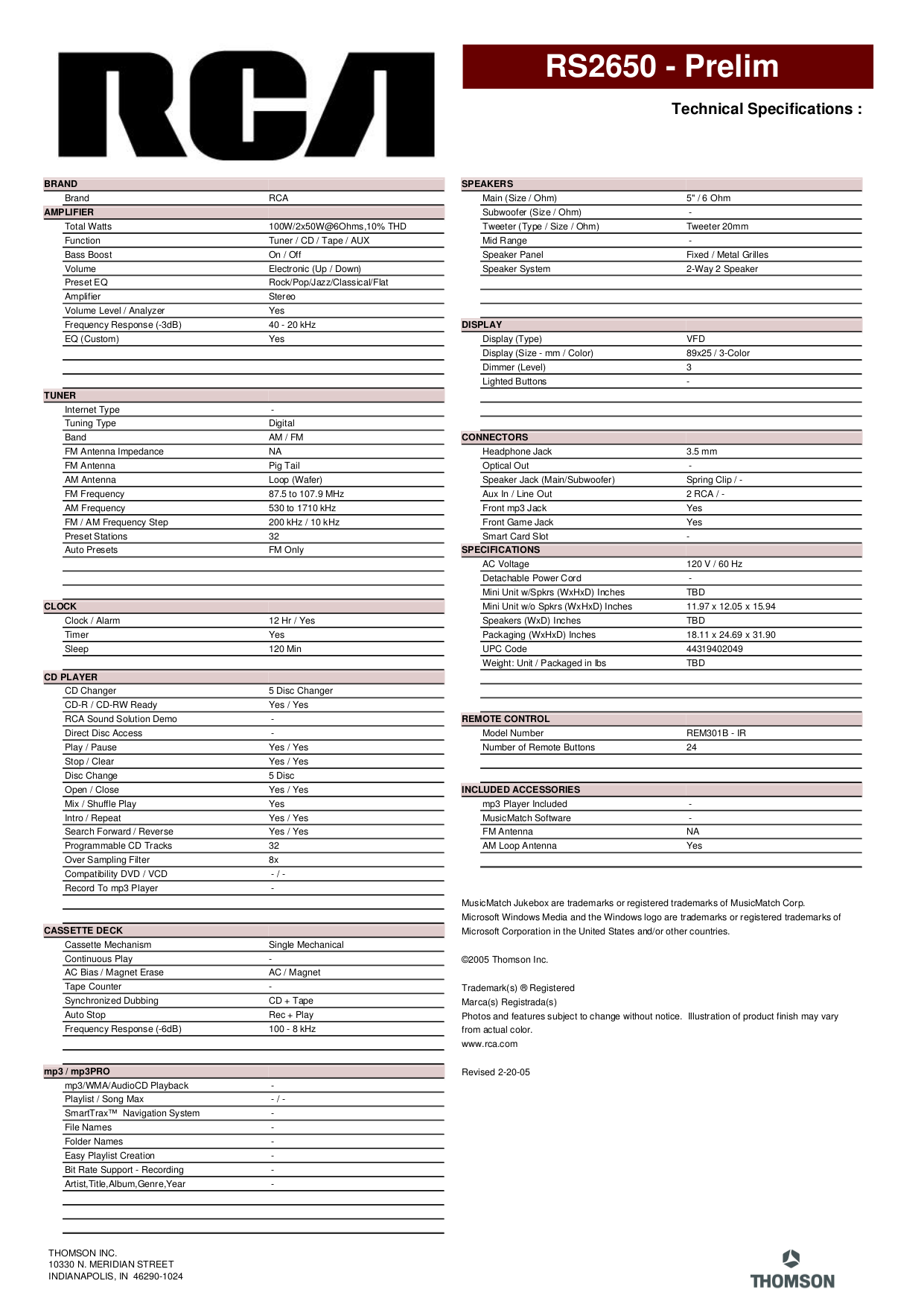 PDF manual for RCA Other RS2650 Stereo Systems