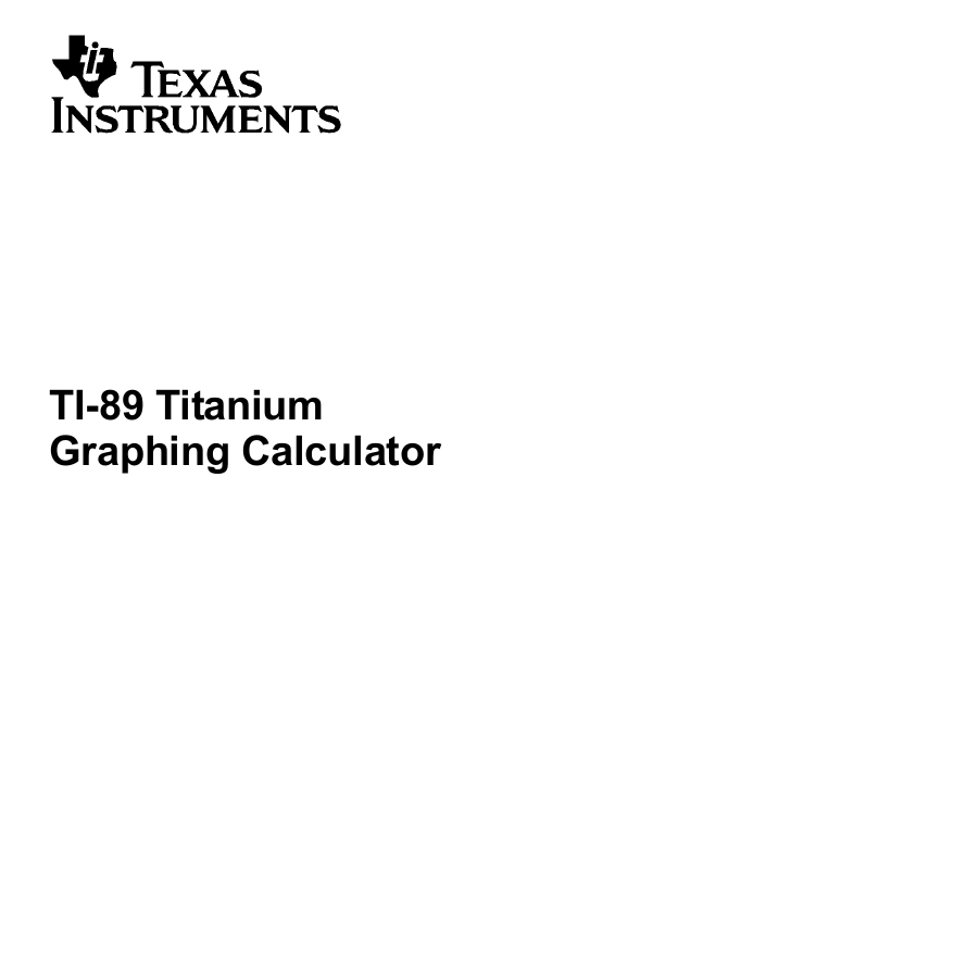 pdf for TI Calculator TI-89 Titanium manual