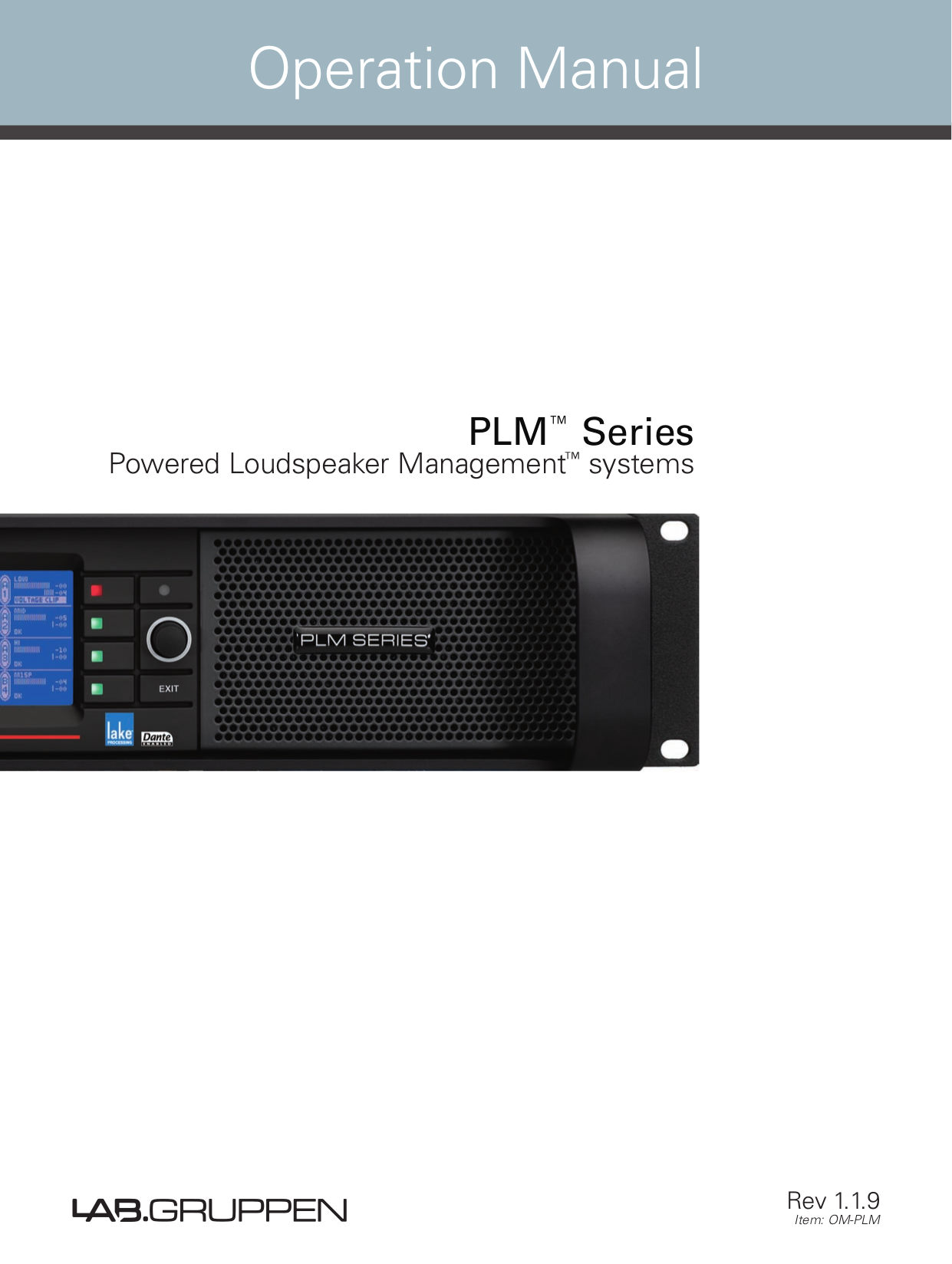 Download free pdf for Lab.gruppen PLM Series PLM 10000Q Amp manual