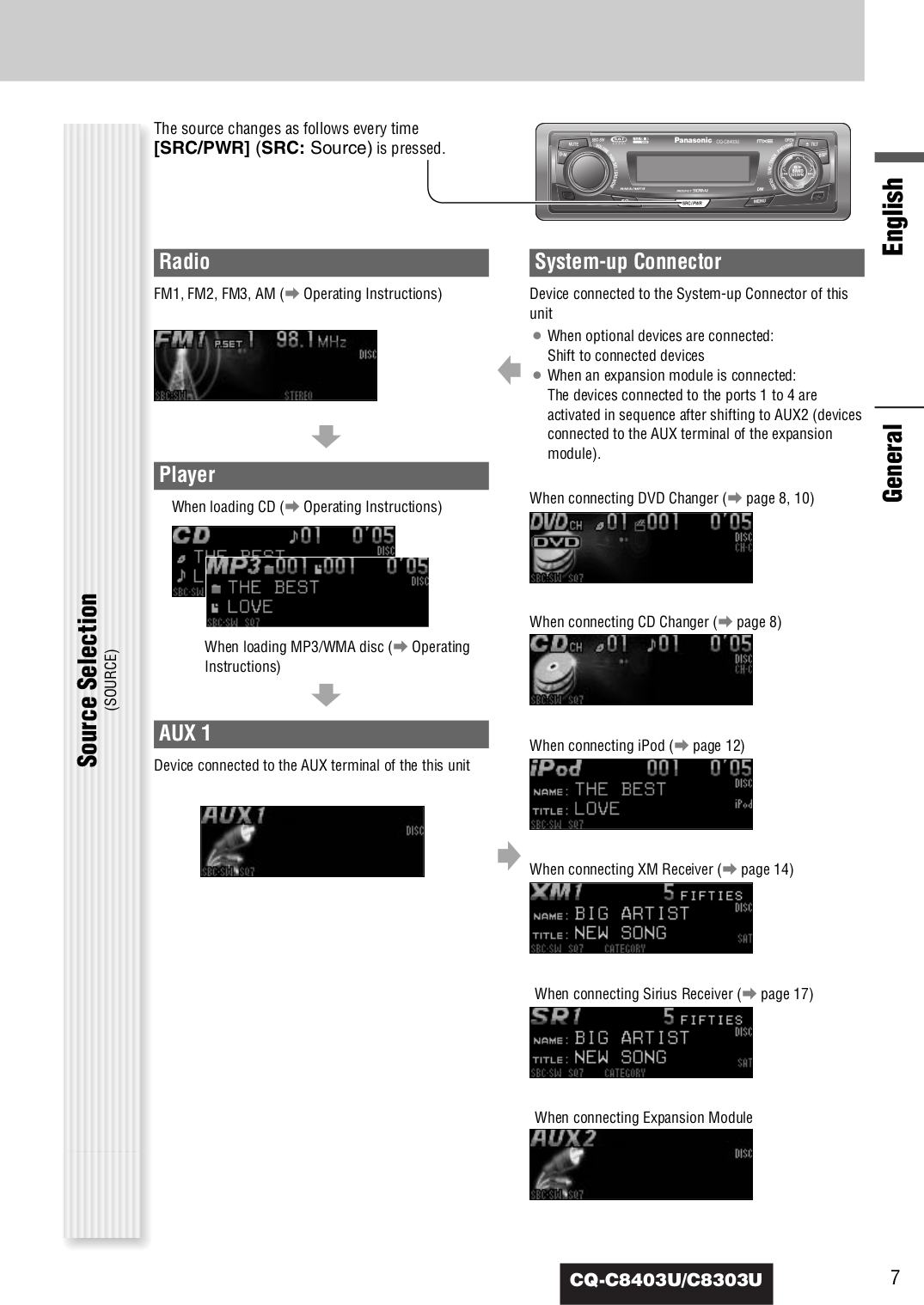 PDF manual for Panasonic Car Receiver CQC8303U