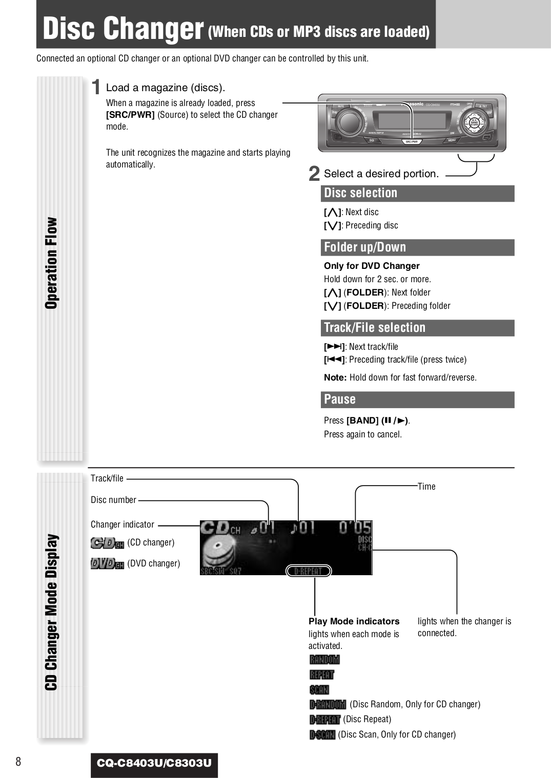 PDF manual for Panasonic Car Receiver CQC8303U