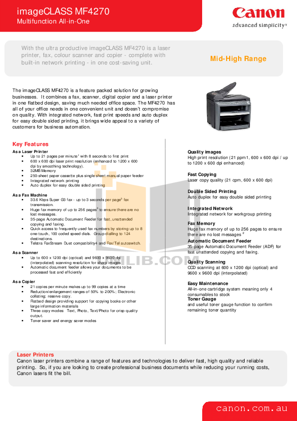 canon mf4270 manual