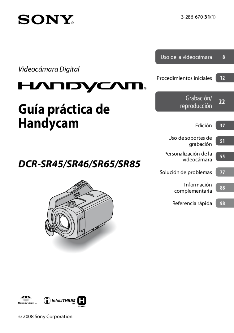 Download free pdf for Sony Handycam DCRSR45 Camcorders manual
