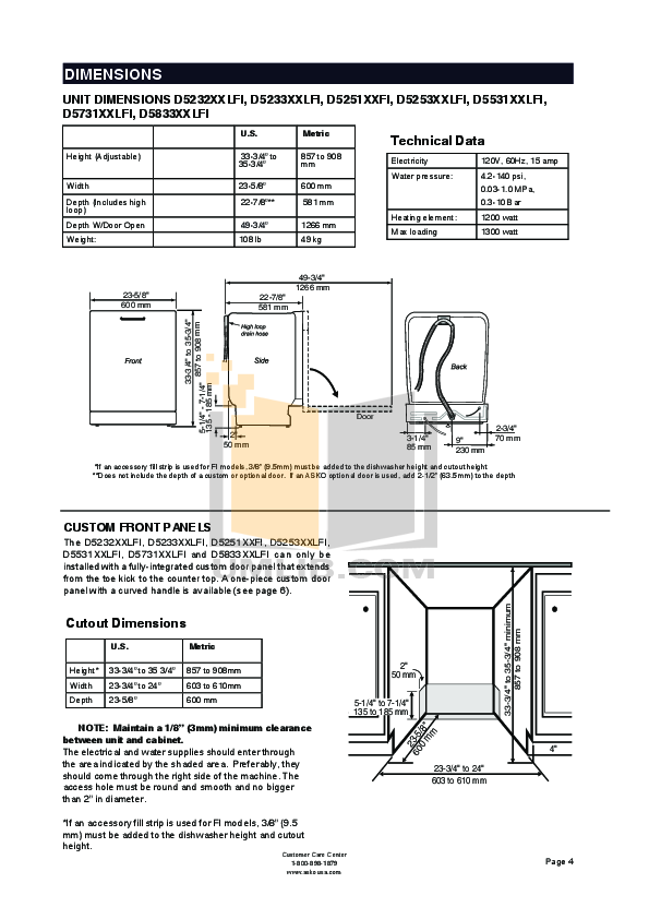 PDF manual for Asko Dishwasher D3530