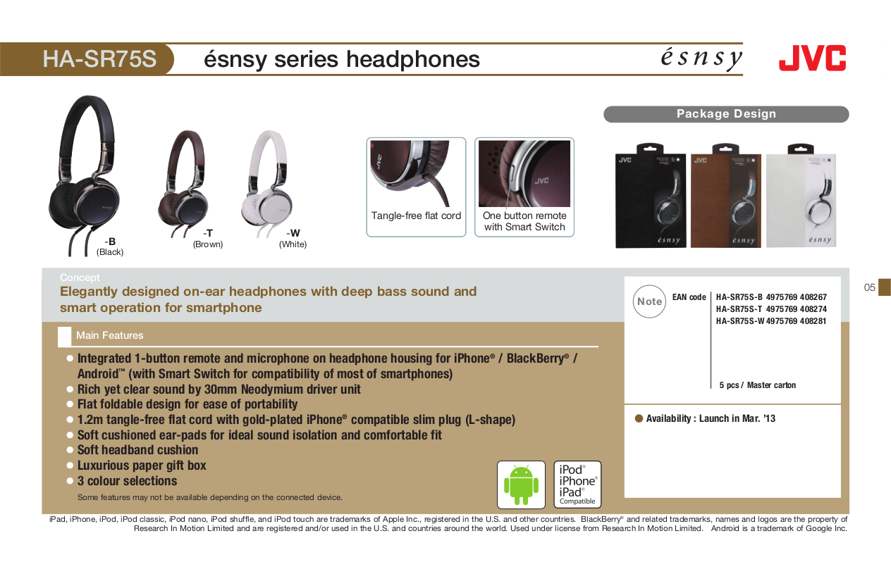 PDF manual for JVC Headphone HANC120