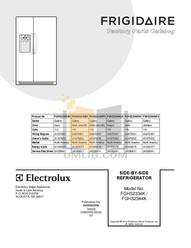 frigidaire gallery refrigerator manual pdf