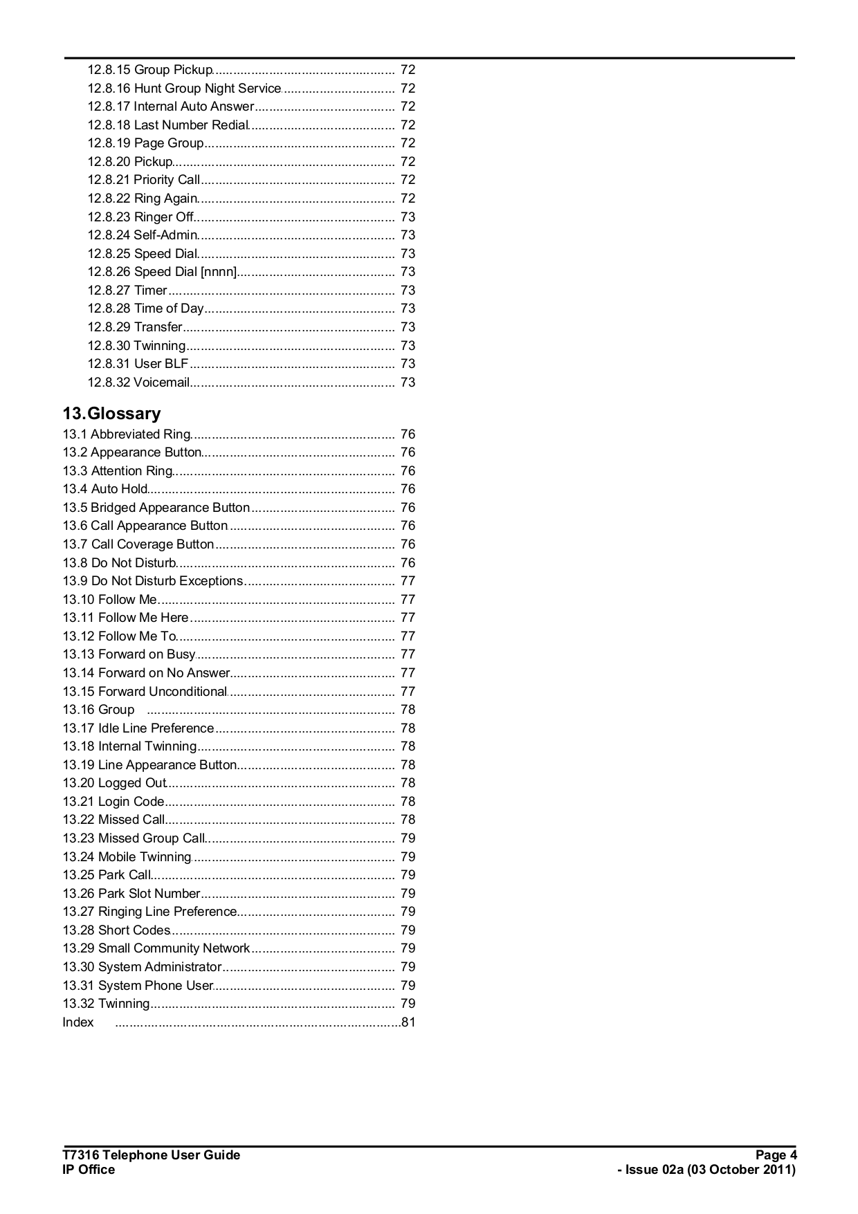 PDF manual for Nortel Telephone T7316