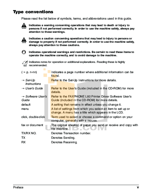 PDF manual for Canon Fax Machine FaxPhone L80