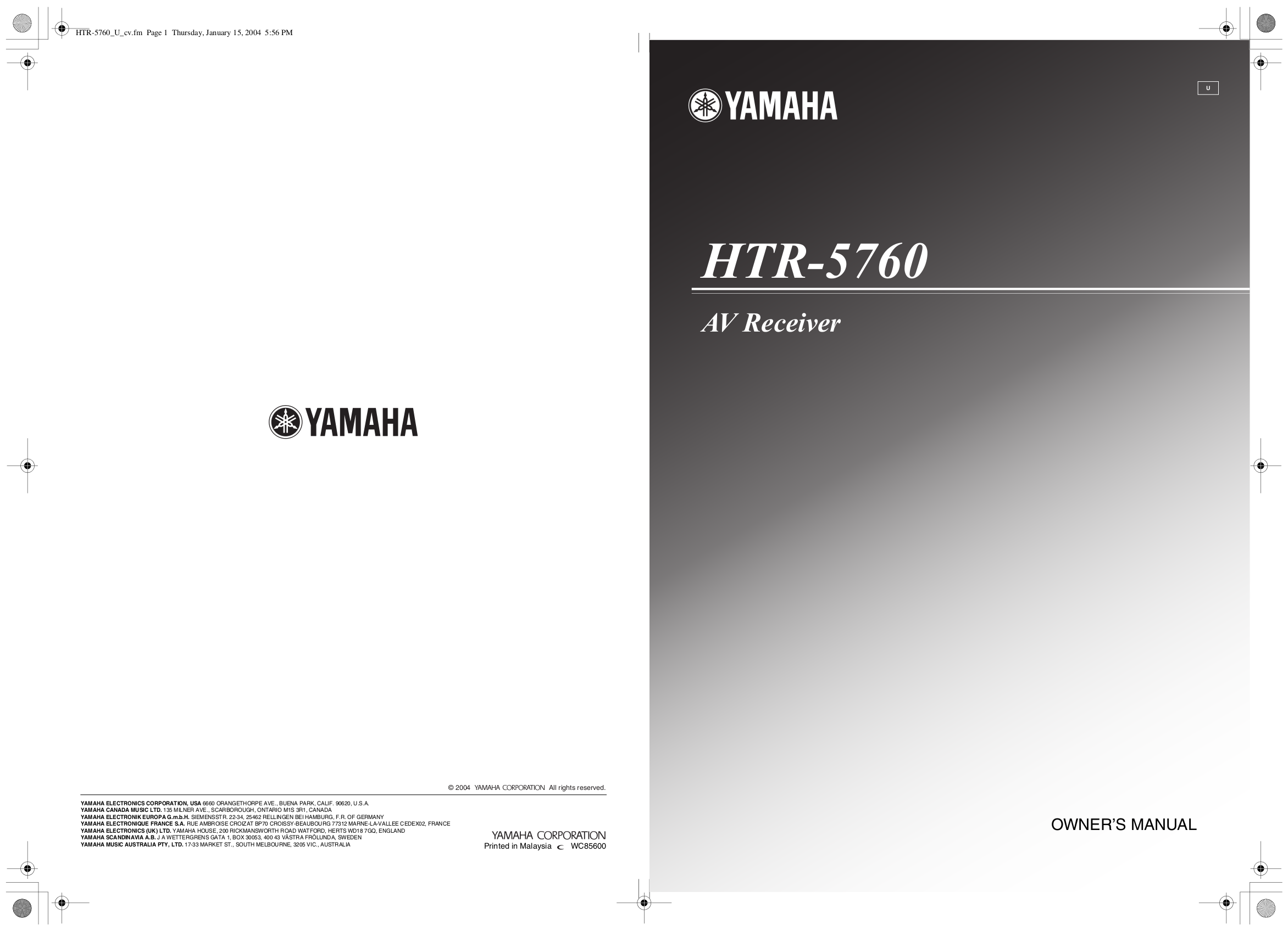 Download free pdf for Yamaha HTR-5750 Receiver manual