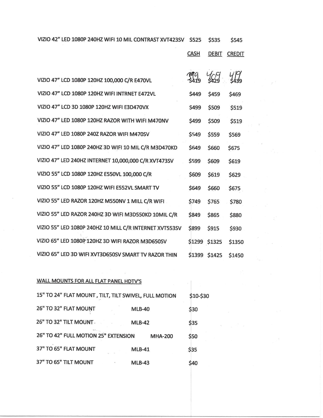 PDF manual for Vizio TV M470NV