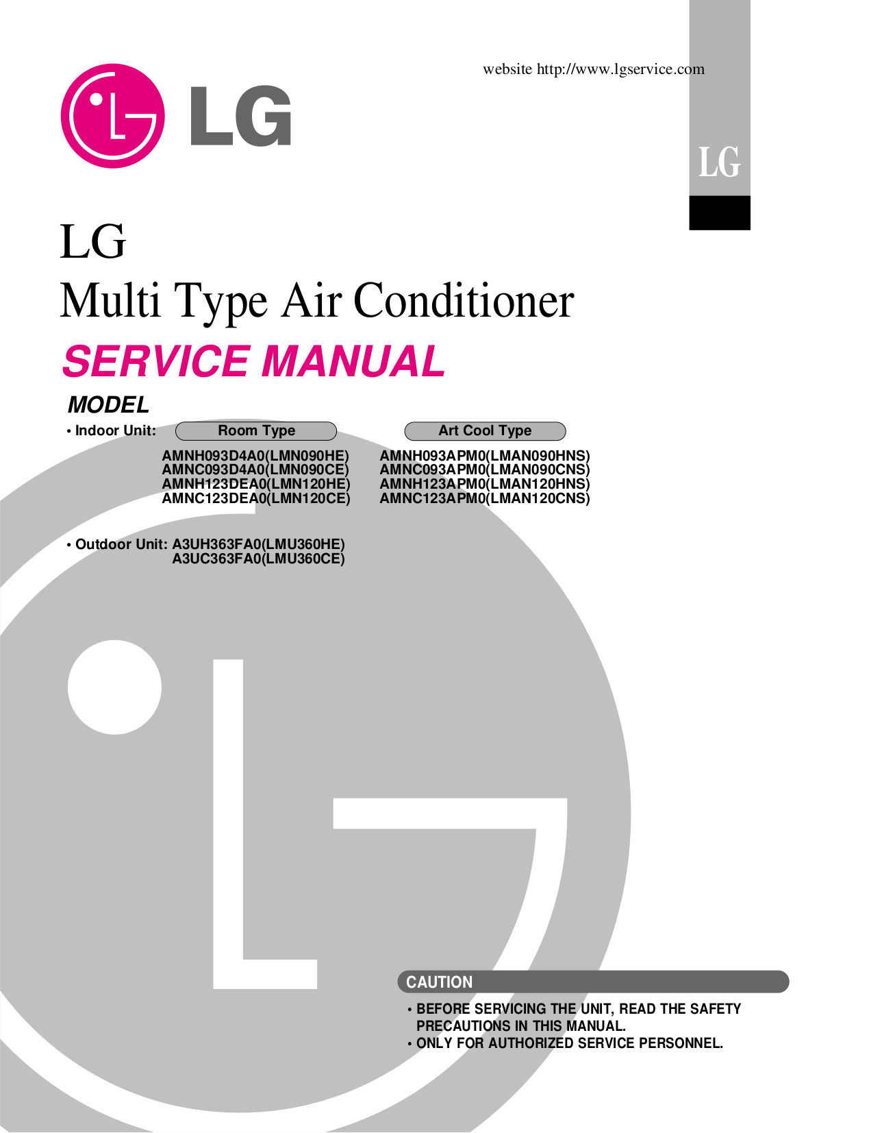 Pdf Manual For Lg Air Conditioner Lman090cns