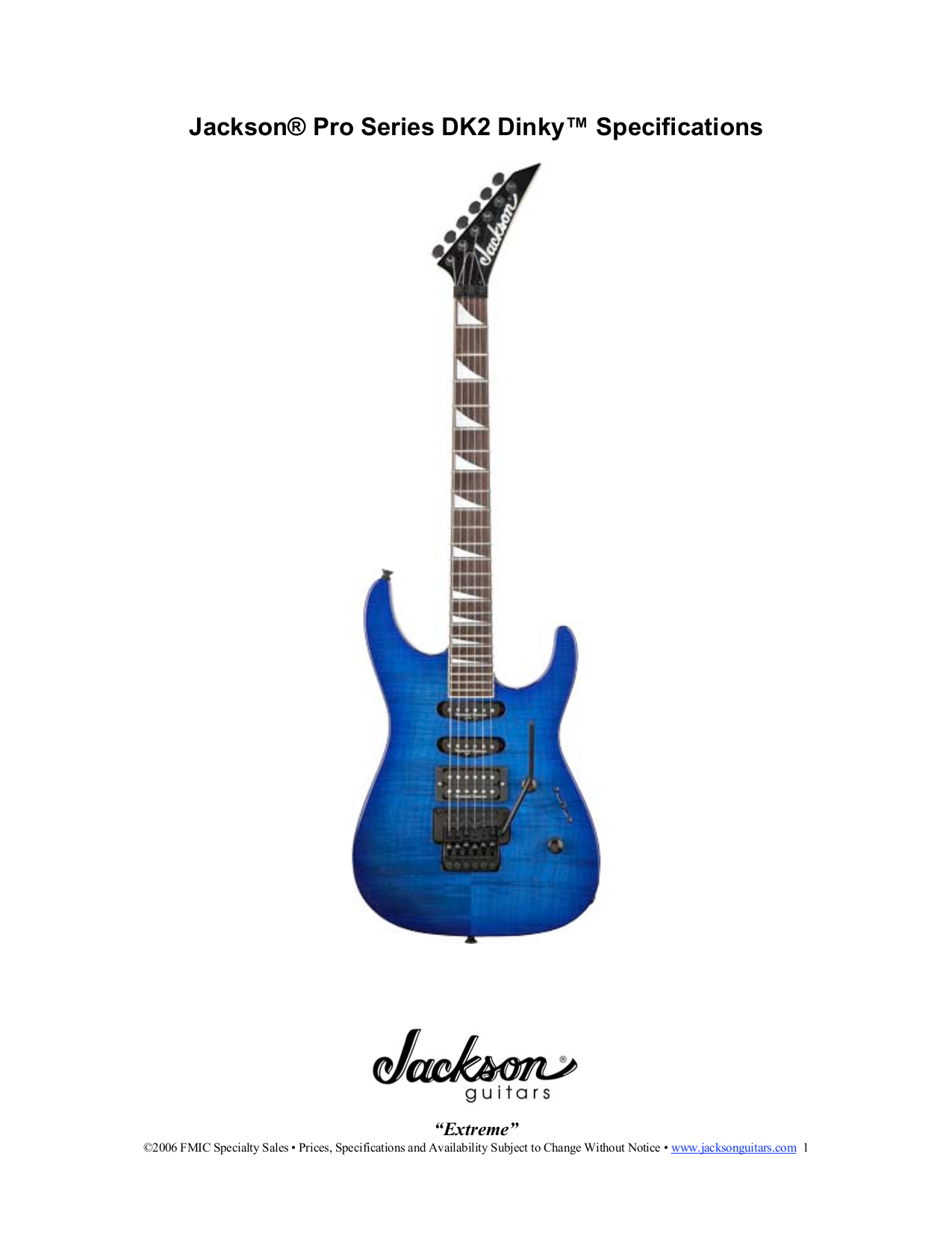 PDF manual for Jackson Guitar RR3 Rhoads