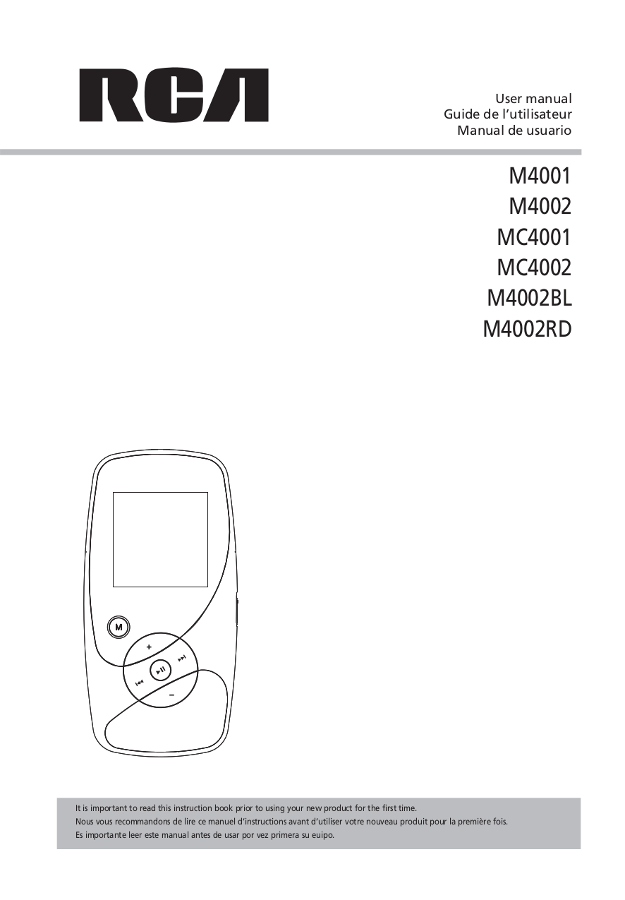 Download free pdf for RCA M4002 MP3 Player manual