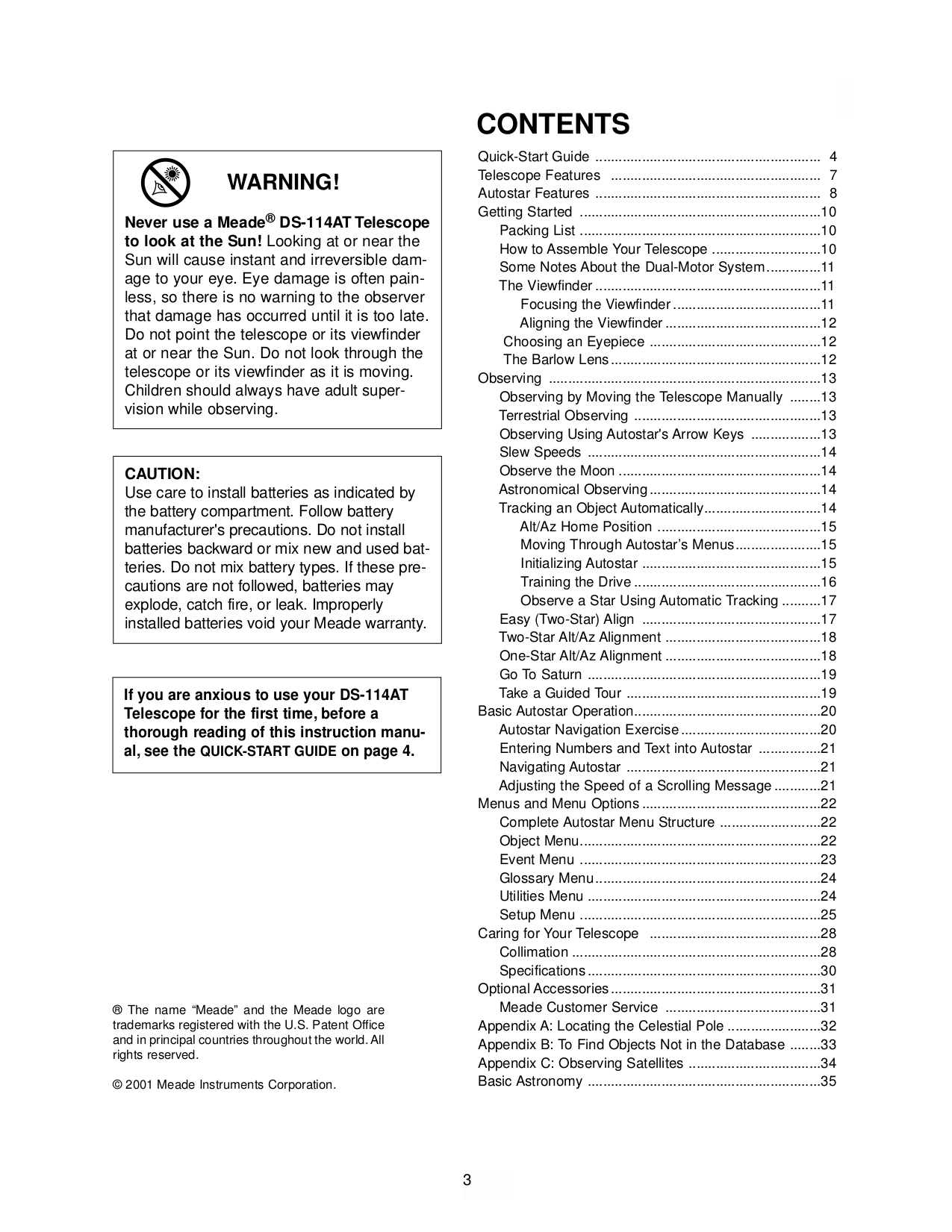 PDF manual for Meade Telescope DS-114