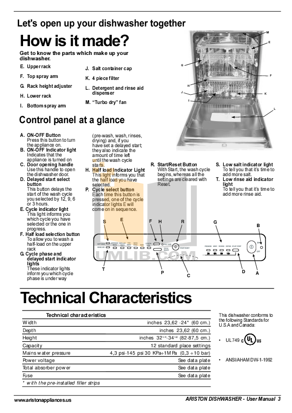 PDF manual for Ariston Dishwasher LL 65 S NA