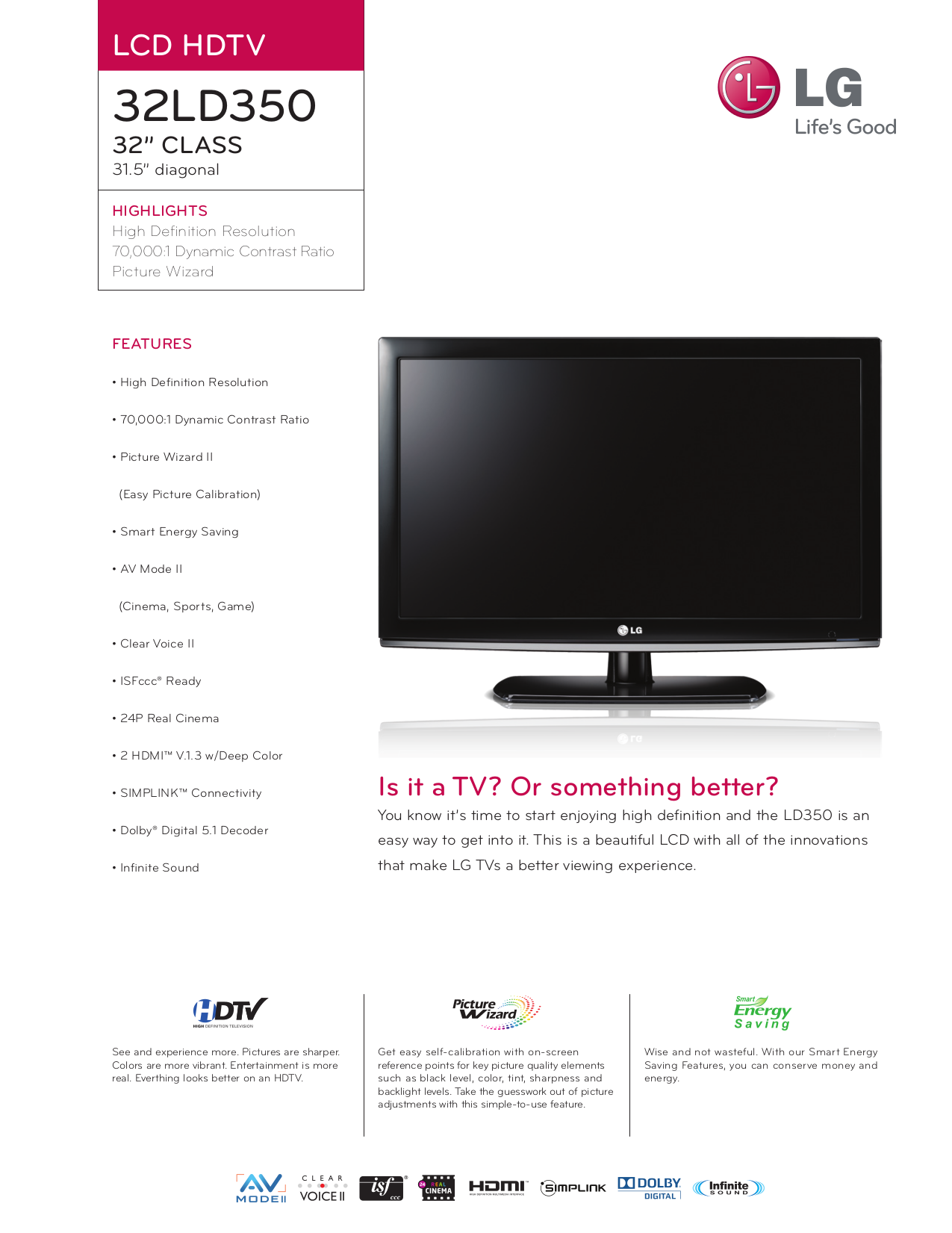 Download free pdf for LG 32LD350 TV manual