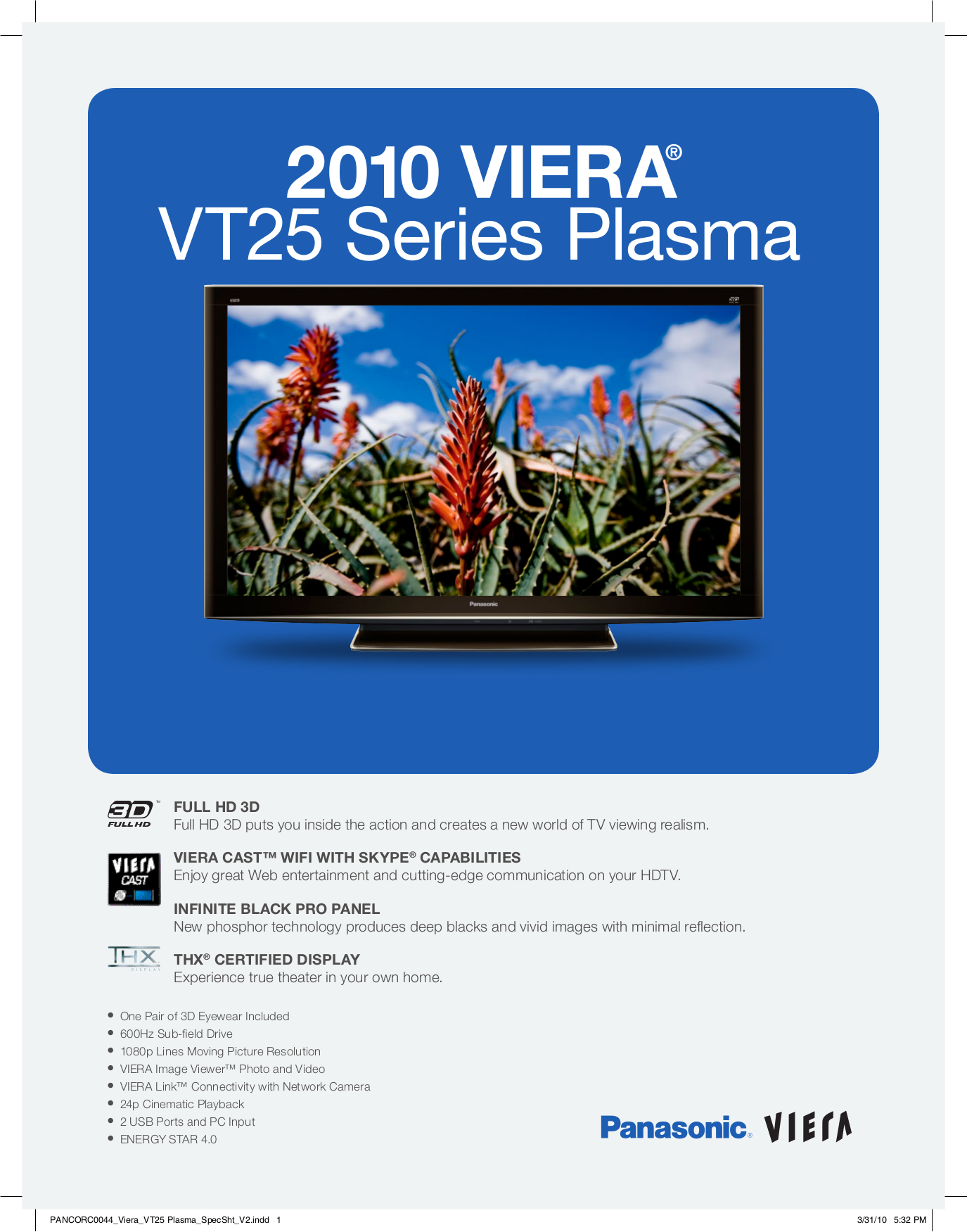 PDF manual for Panasonic TV Viera TCP65VT25