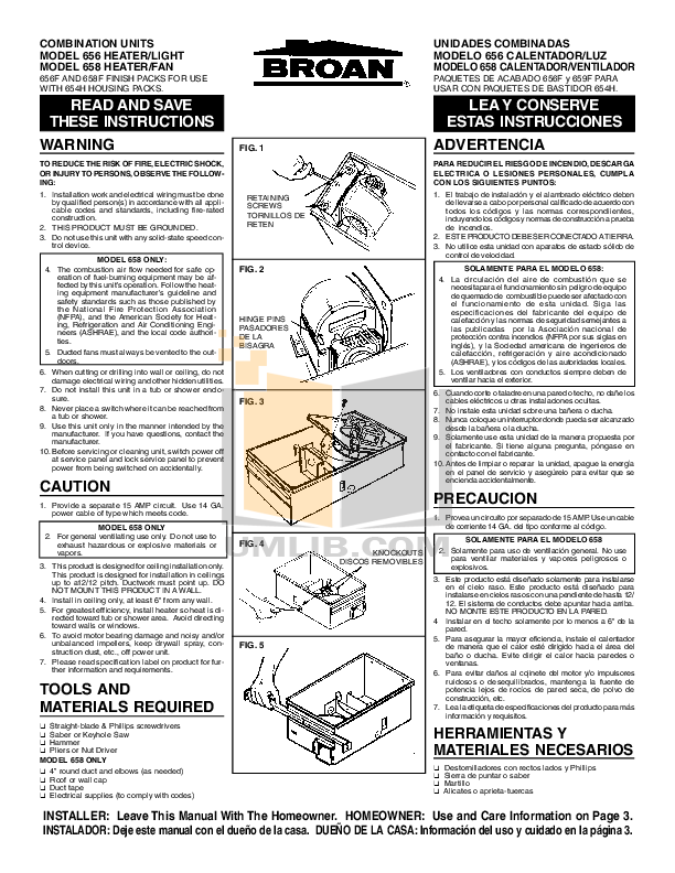 Download free pdf for BroanNuTone 656 Heater manual